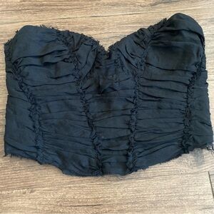 Black Ruched Strapless Top M